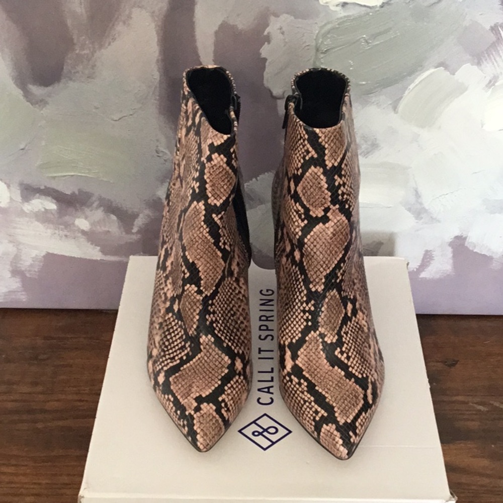 Faux snake skin ankle boot